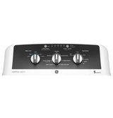 GE GTW525ACWWB top load washer — laundry room view