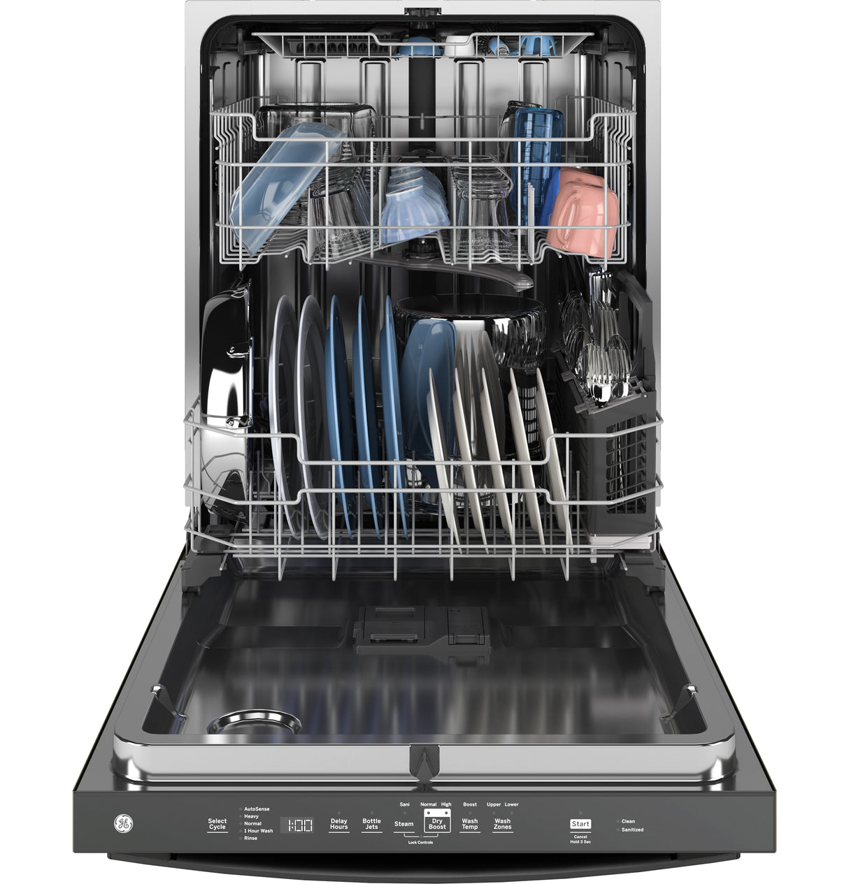 GE GDT670SGVBB - 24 in. Top Control Flush-Mount Dishwasher with 45 dBa Sound Level, 3rd-Rack & Dry Boost - Black