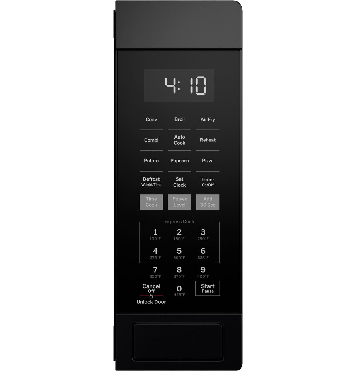GE GCST10A1WBB countertop microwave - control panel