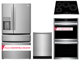 Frigidaire Gallery 24" Dishwasher WITH Frigidaire Gallery 21.5 Cu. Ft. Counter-Depth 4-Door French Door Refrigerator WITH Frigidaire Gallery 30" Double Electric Wall Oven with Total Convection AND Frigidaire Gallery 30" Induction Cooktop
