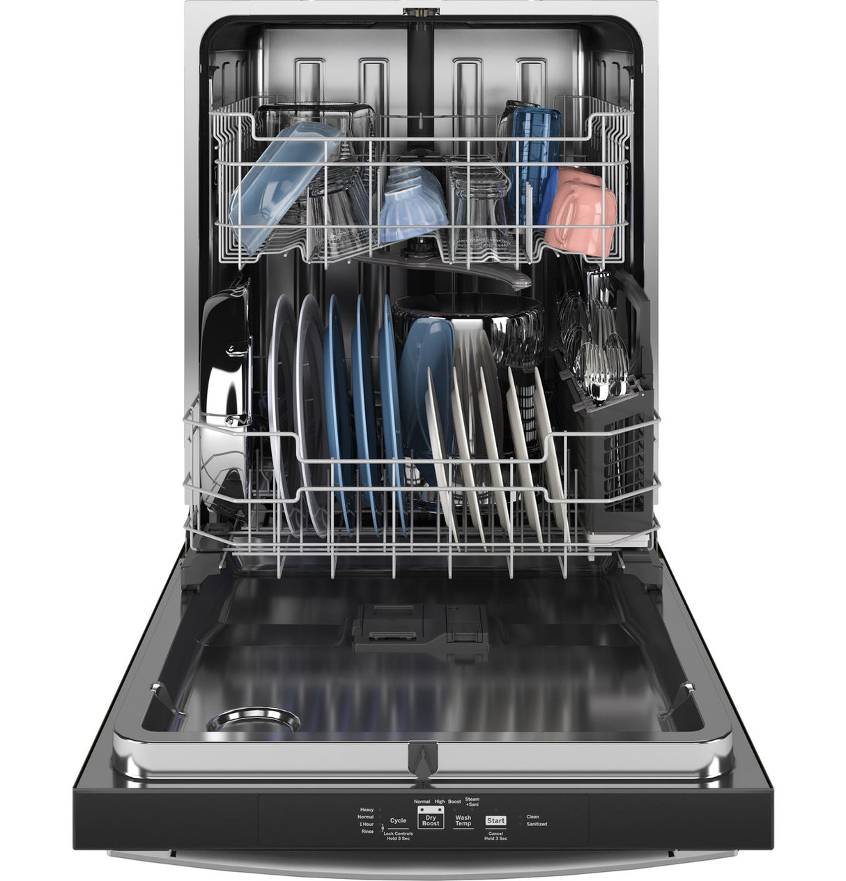 GE 24" ENERGY STAR Top Control Dishwasher with Stainless Steel Interior, Dry Boost & Sanitize Cycle, 48 dBA – Stainless Steel