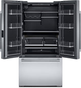JennAir NOIR JFFCCI72SM refrigerator - doors open showing obsidian black interior
