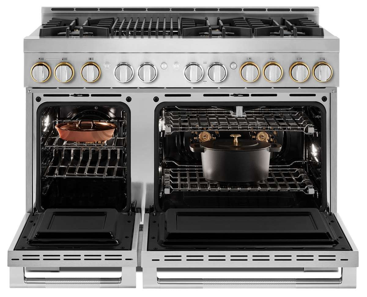 JennAir JGRP648HL RISE 48-inch gas range cooktop and grill detail