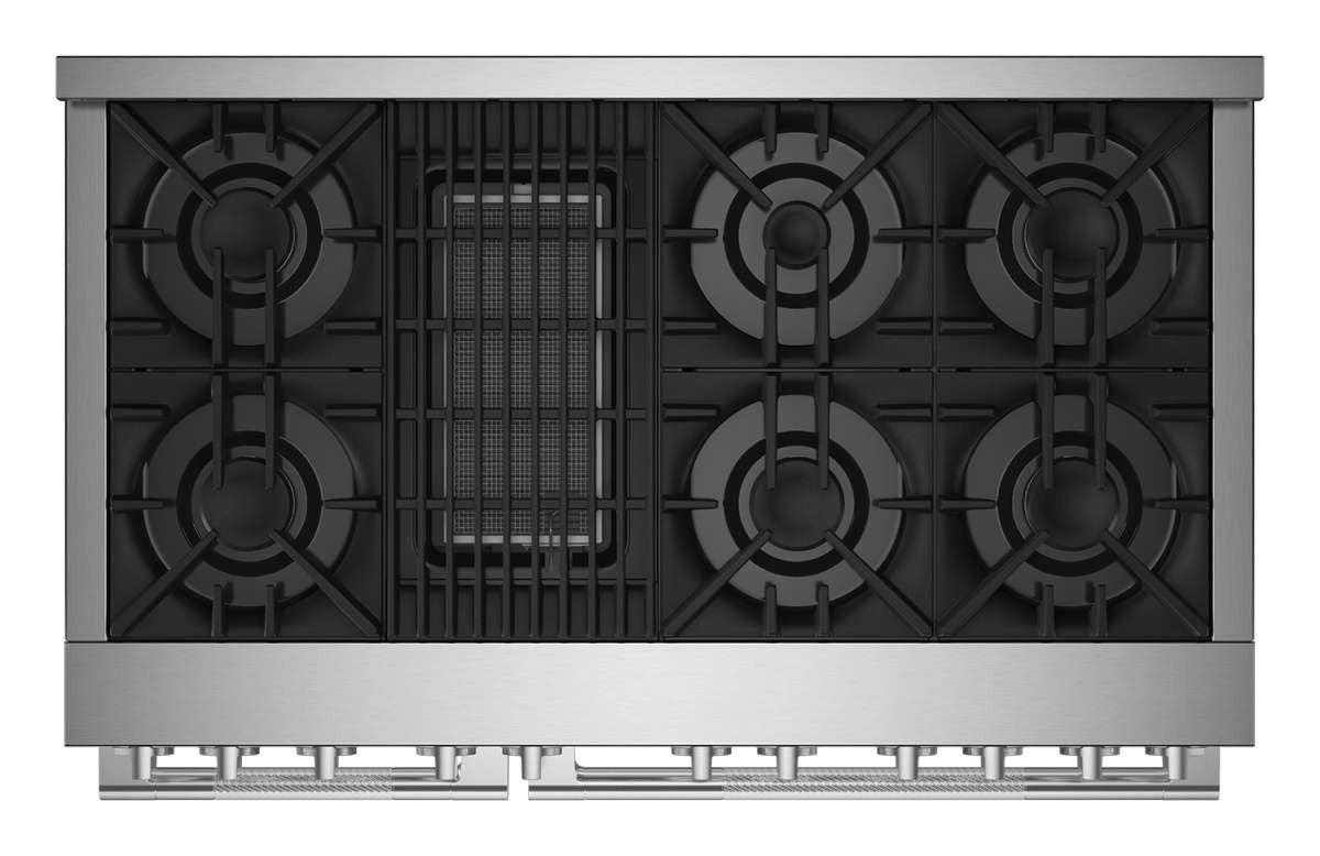 JennAir JGRP648HL RISE 48-inch gas range angled view