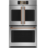 Café CTD90FP2ZS1 French-door double wall oven with Brushed Copper handle hardware