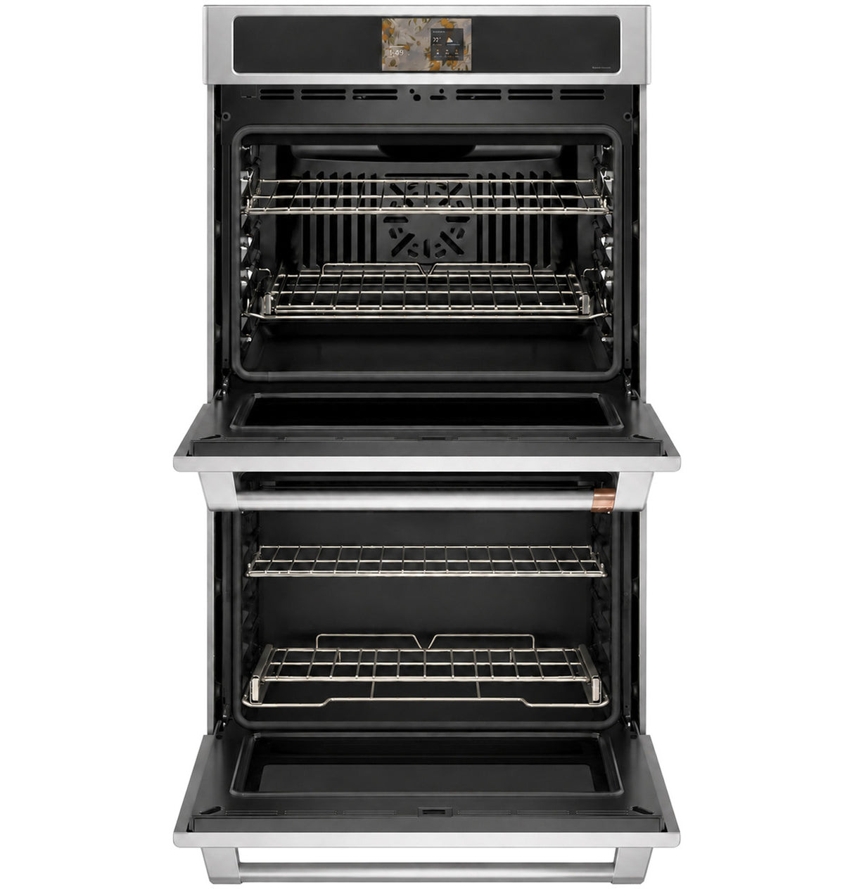 Café 30" Smart Built-In Double Wall Oven with True European Convection, No Preheat Air Fry & 7" Touch LCD, 10.0 cu. ft. - Stainless Steel with Brushed Stainless Handles