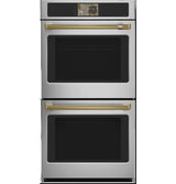 Café 30" Smart Built-In Double Wall Oven with True European Convection, No Preheat Air Fry & 7" Touch LCD, 10.0 cu. ft. - Stainless Steel with Brushed Stainless Handles