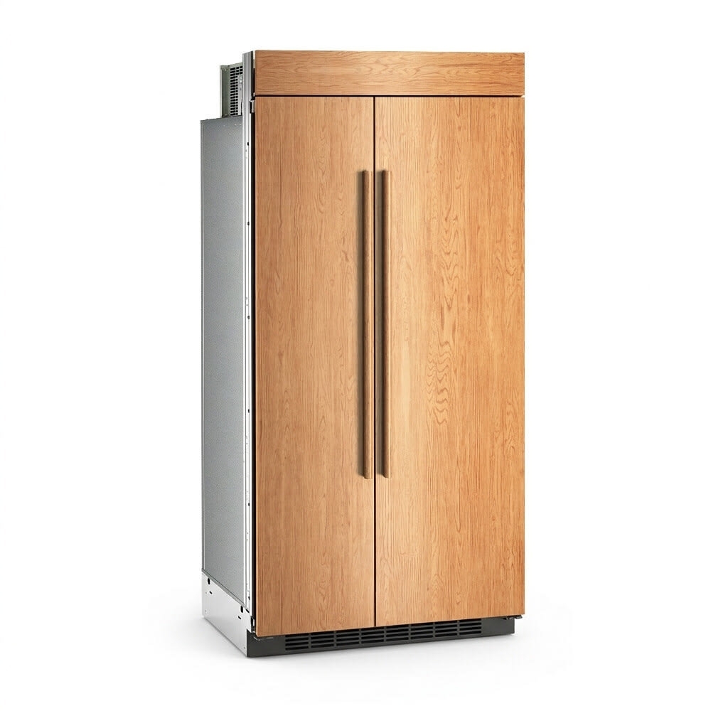 KitchenAid KBSN742TPA 42 inch panel ready built-in side-by-side refrigerator front view