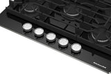KitchenAid KCGG536PBL stainless steel control knobs detail