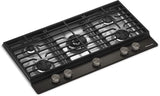 KitchenAid KCGK536SBE gas cooktop angled view