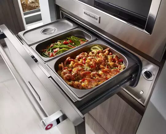KitchenAid KEWS105BPA warming drawer detail view