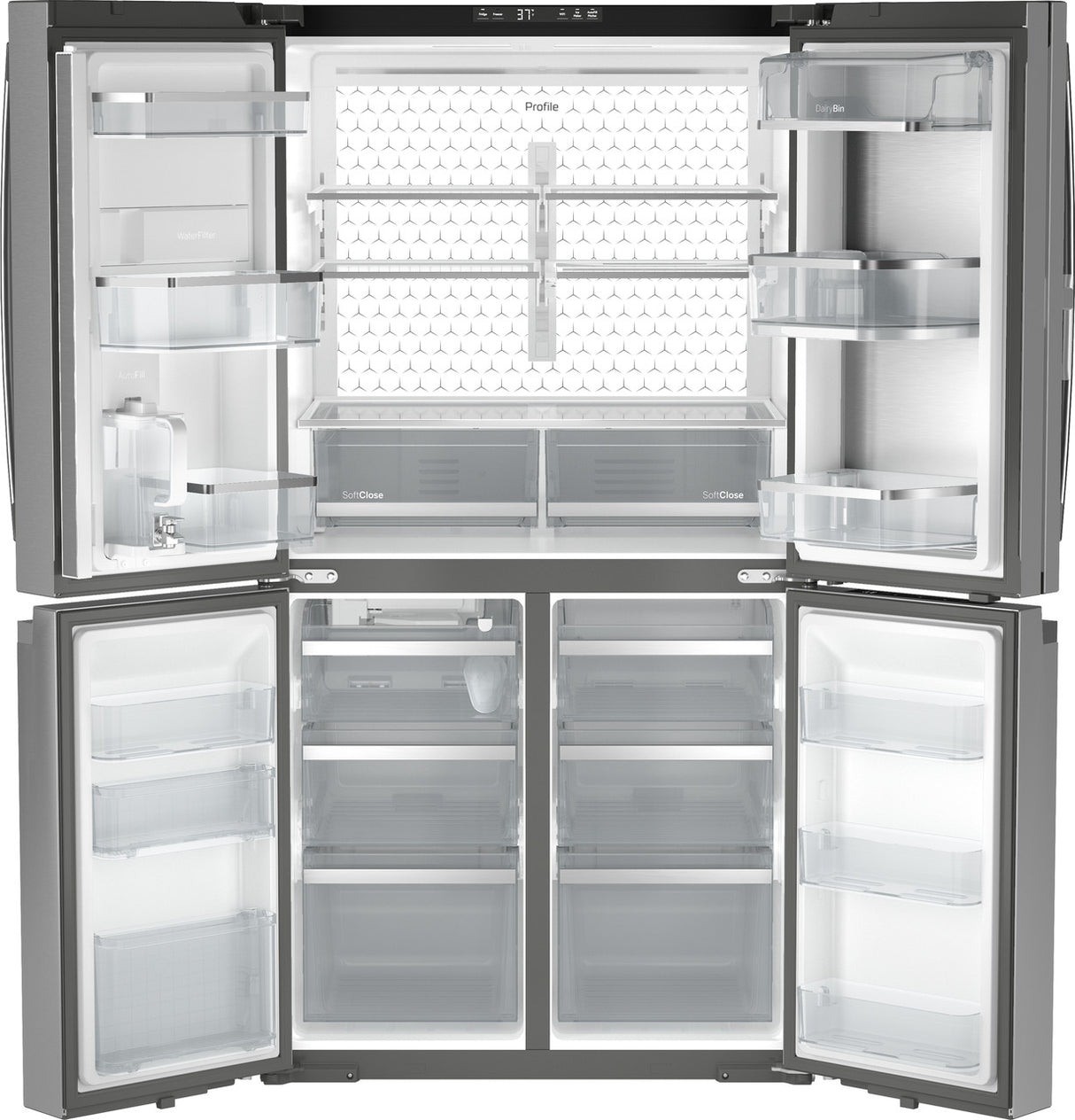 GE Profile PHD23BYWFS refrigerator doors open