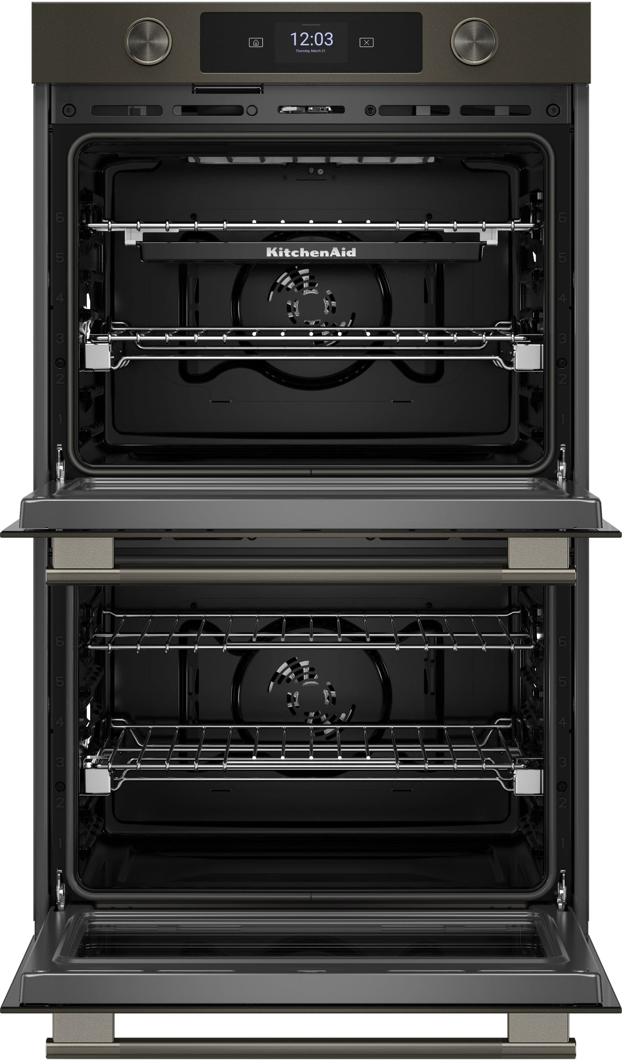 KitchenAid KOED930SBE 30 Inch Double Wall Oven Black Ore angled view