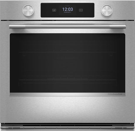 KitchenAid KOES930SPS 30 Inch Single Smart Electric Wall Oven PrintShield Stainless front view