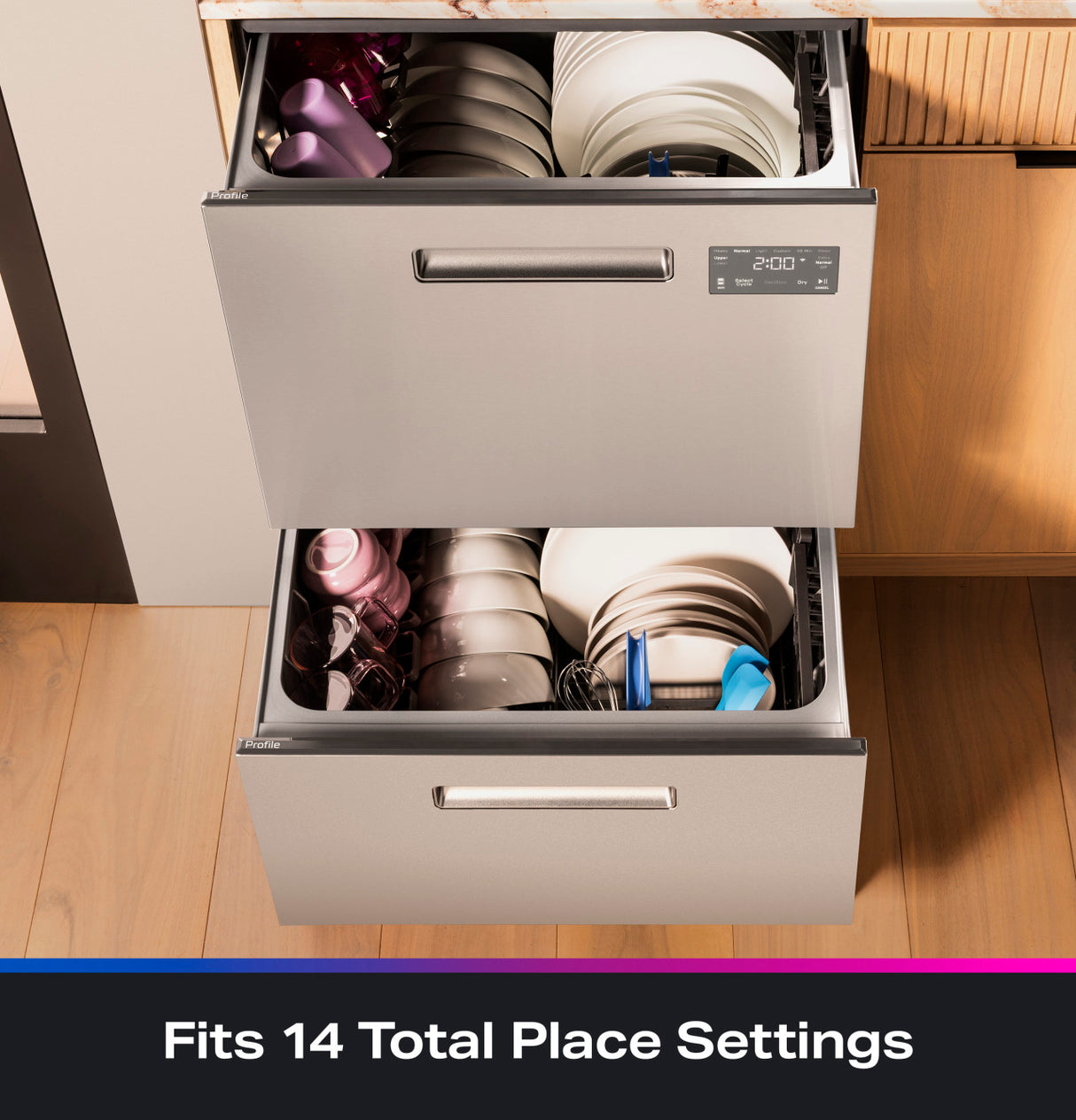 GE Profile Smart Two-Drawer Dishwasher with Stainless Interior - PDD415PYYFS