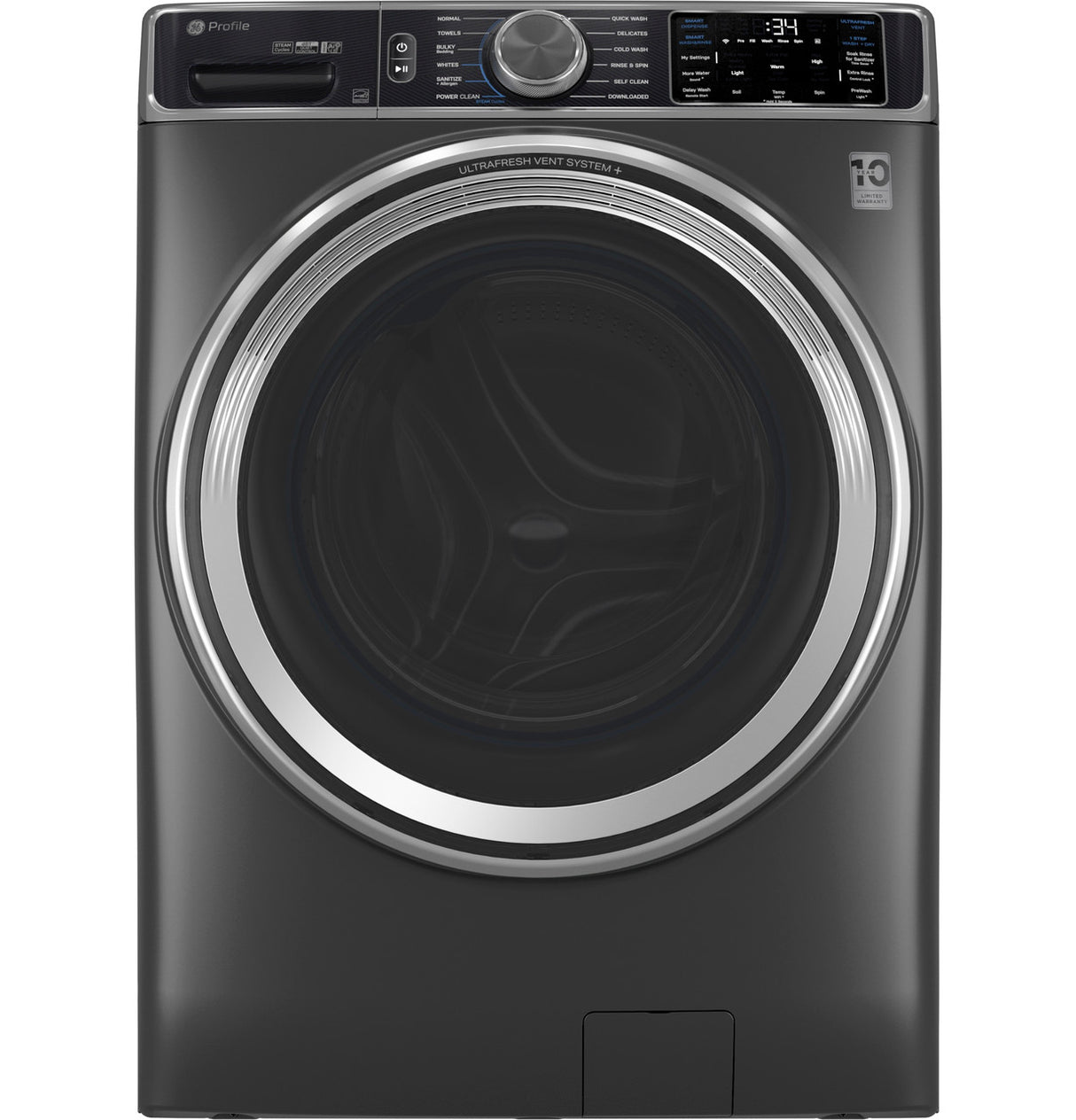 GE Profile PFW955SPWDS washer - door open with stainless basket