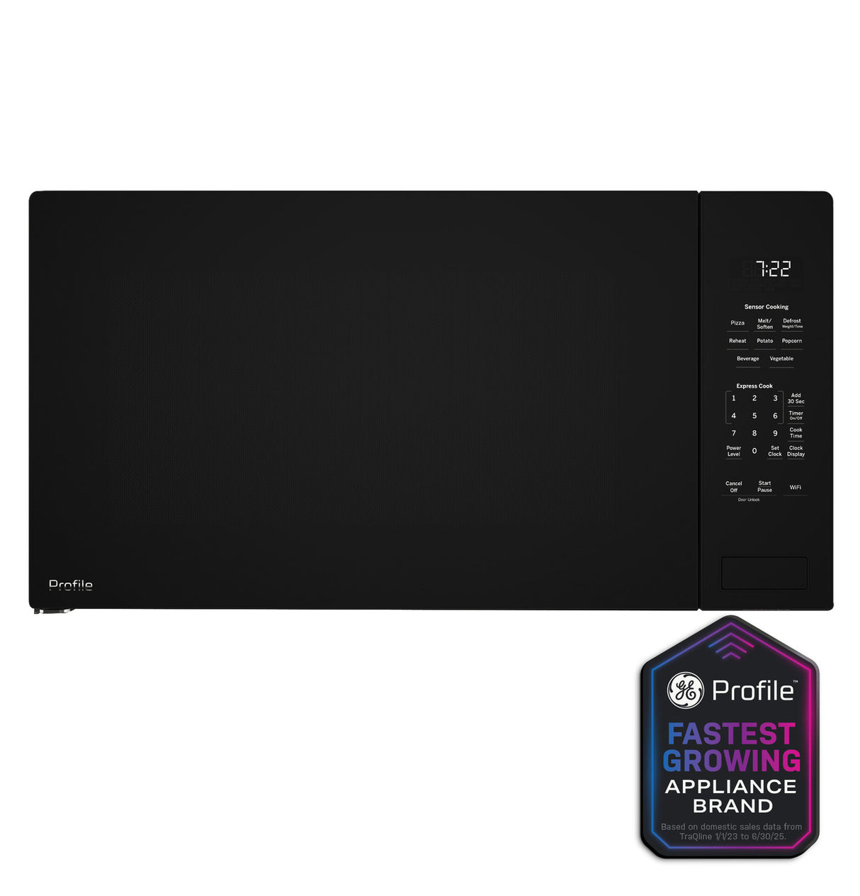 GE Profile PCWK22U1WBB 2.2 cu ft built-in sensor microwave oven in Black - front view