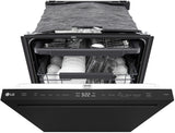 LG LDNPQ445B black dishwasher open top view filled
