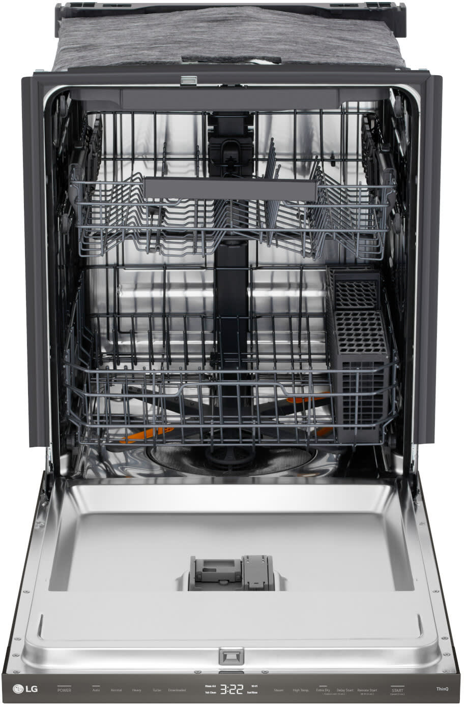 LG LDNPQ445D dishwasher with door open