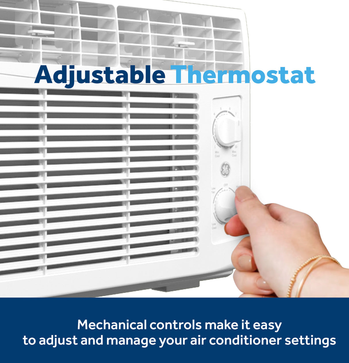 GE 5,000 BTU Mechanical Window Air Conditioner, 115V, Small Rooms up to 150 sq. ft., White