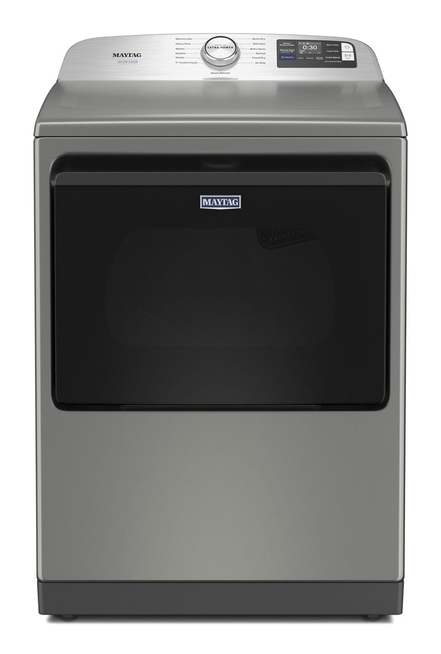 Maytag MED7205RR 7.4 cu. ft. top load electric dryer Classic Silver front view