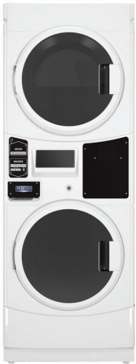 Maytag MLE22PRAYW 27-inch Commercial Electric Stacked Washer and Dryer White