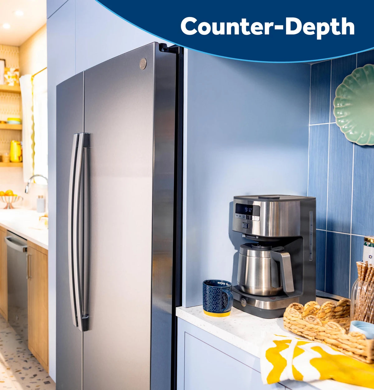 GE GKS24NYYFS counter-depth design in kitchen