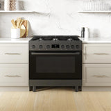 800 Series Dual Fuel Freestanding Range 36" Black Stainless Steel - (HDS8645U)