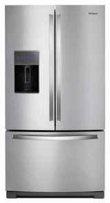 Whirlpool WRF767SDHZ stainless French door refrigerator front view