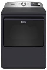 Maytag MED6205RF smart electric top load dryer front view Midnight Steel