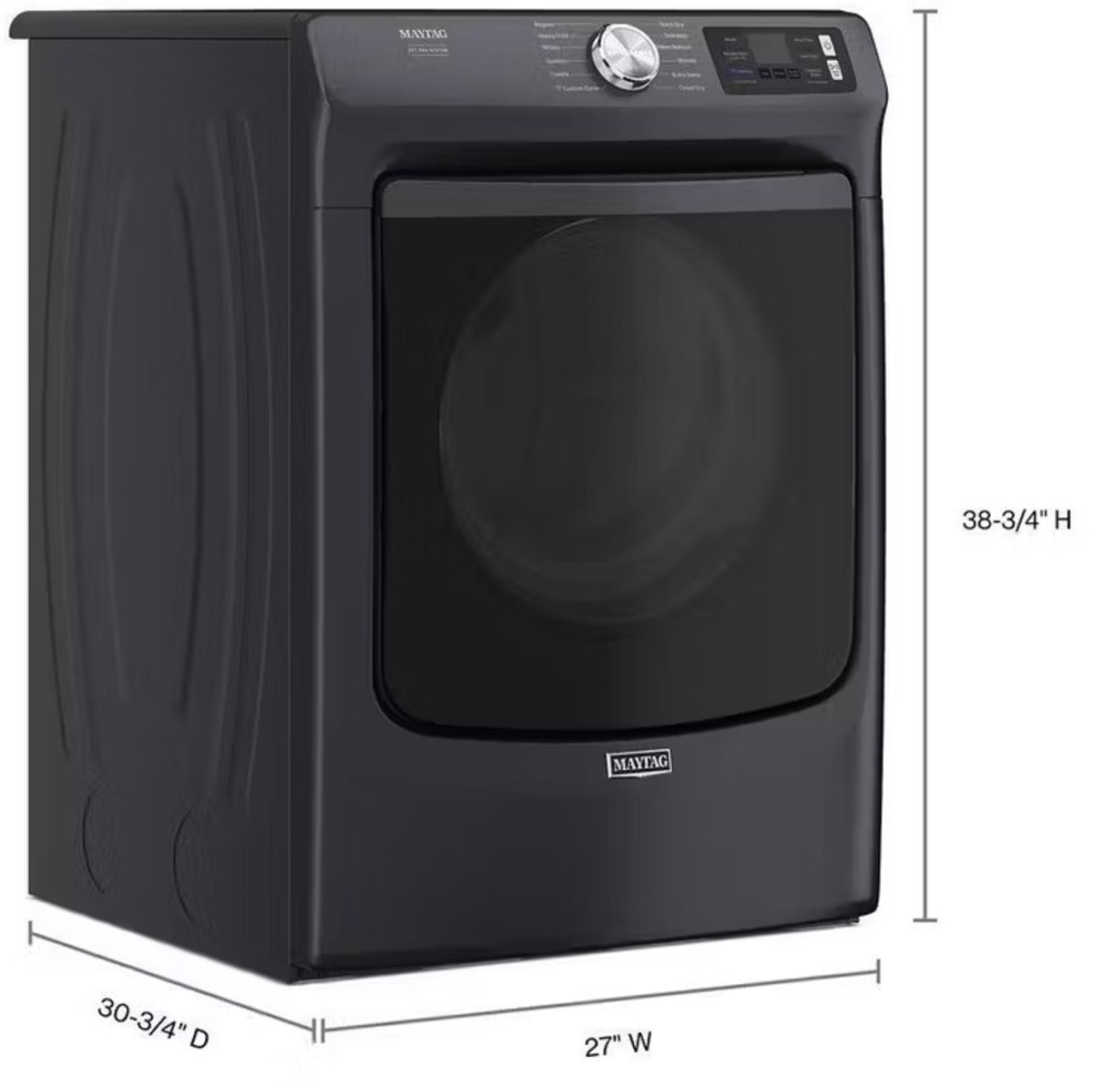 MED7020RF Maytag Front Load Electric Dryer side view dimensions