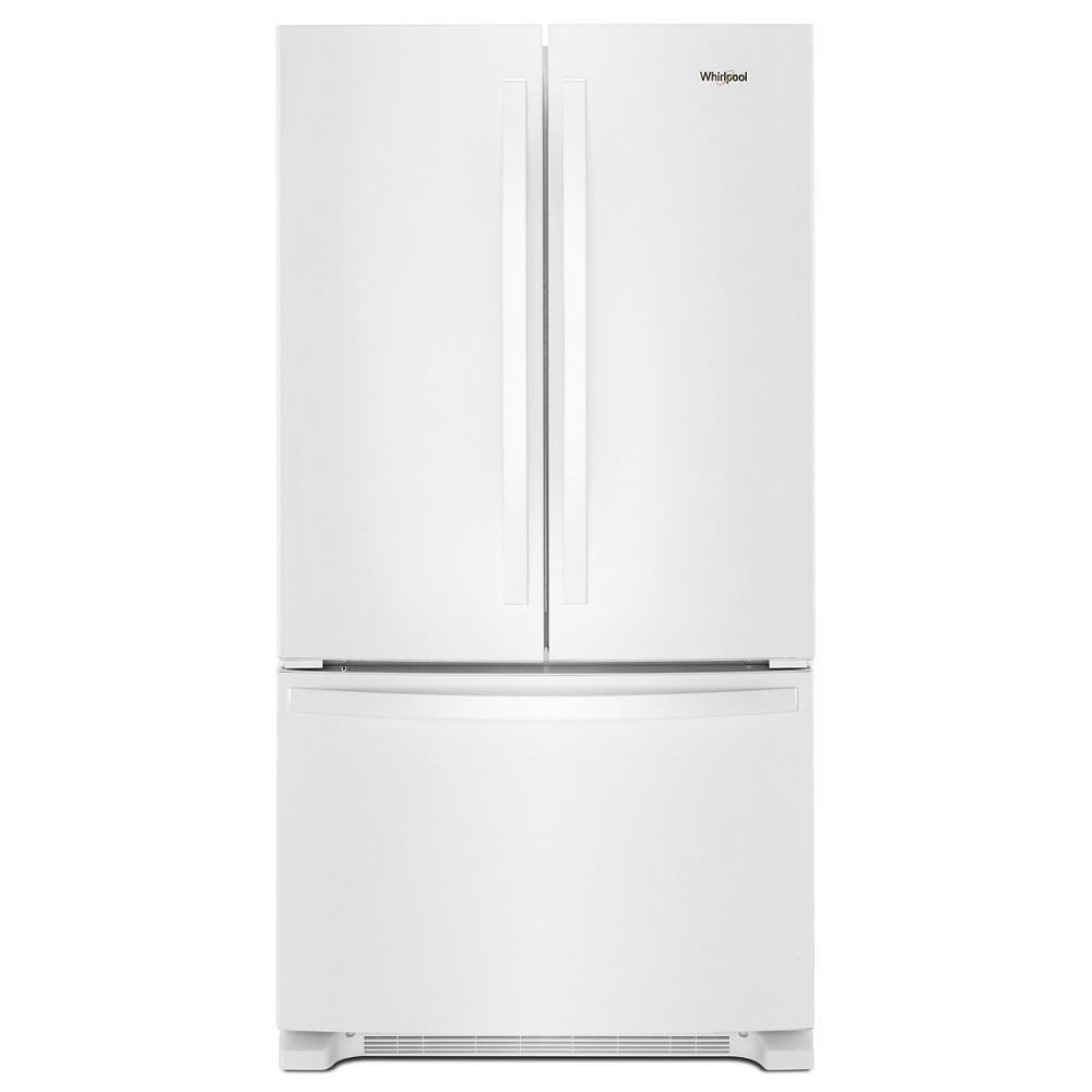 Whirlpool WRFF3236RW white French door refrigerator front view