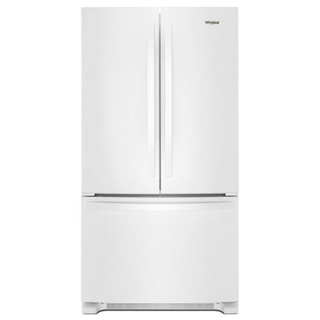 Whirlpool WRFF3236RW white French door refrigerator front view