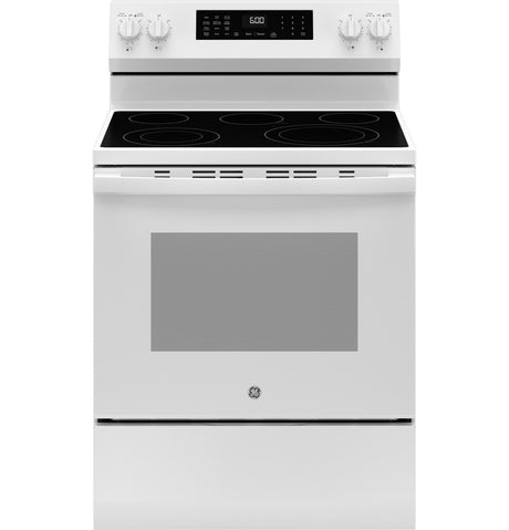 GE GRF600AVWW 30 inch free-standing electric convection range in White - front view