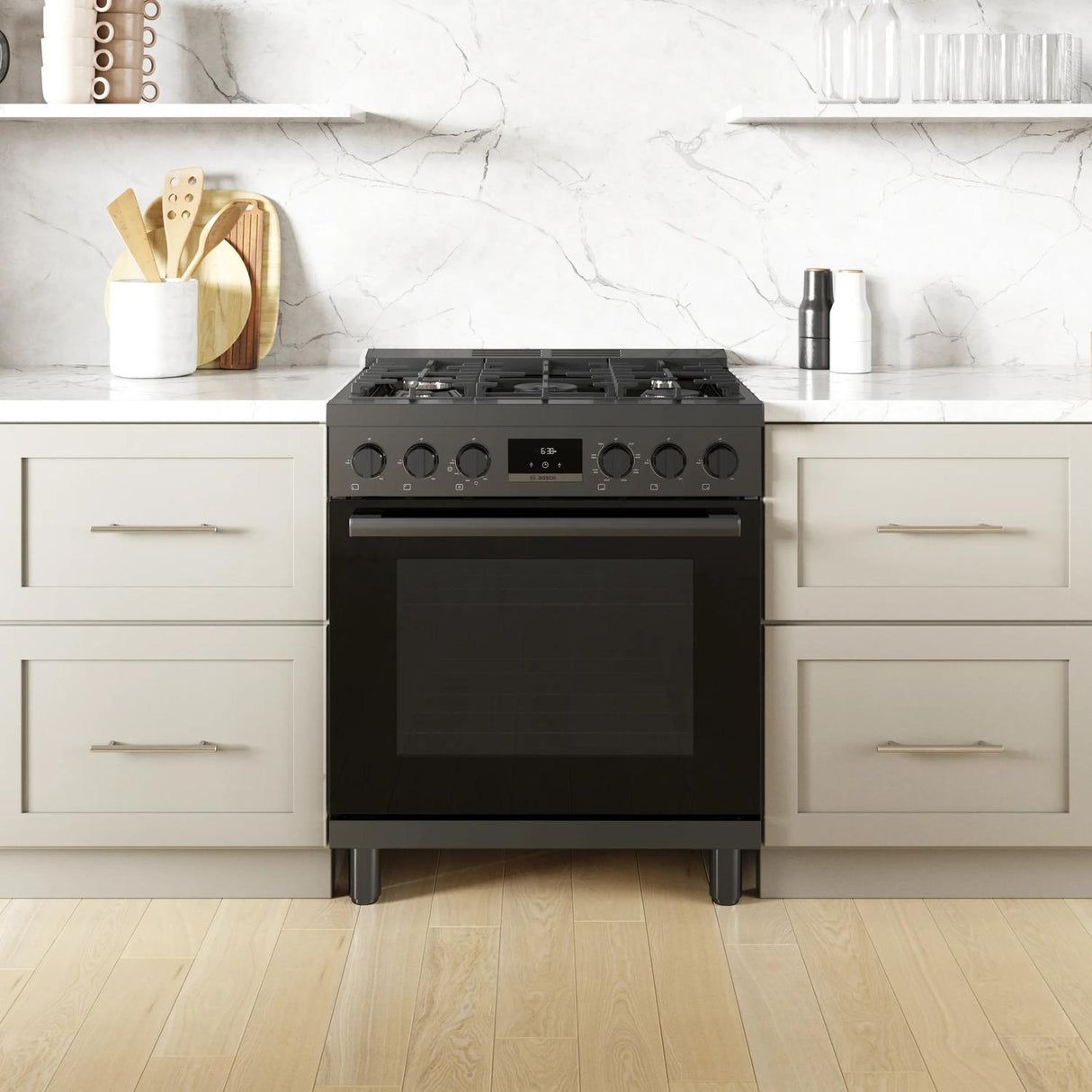 800 Series Dual Fuel Freestanding Range 30" Black Stainless Steel - (HDS8045U)