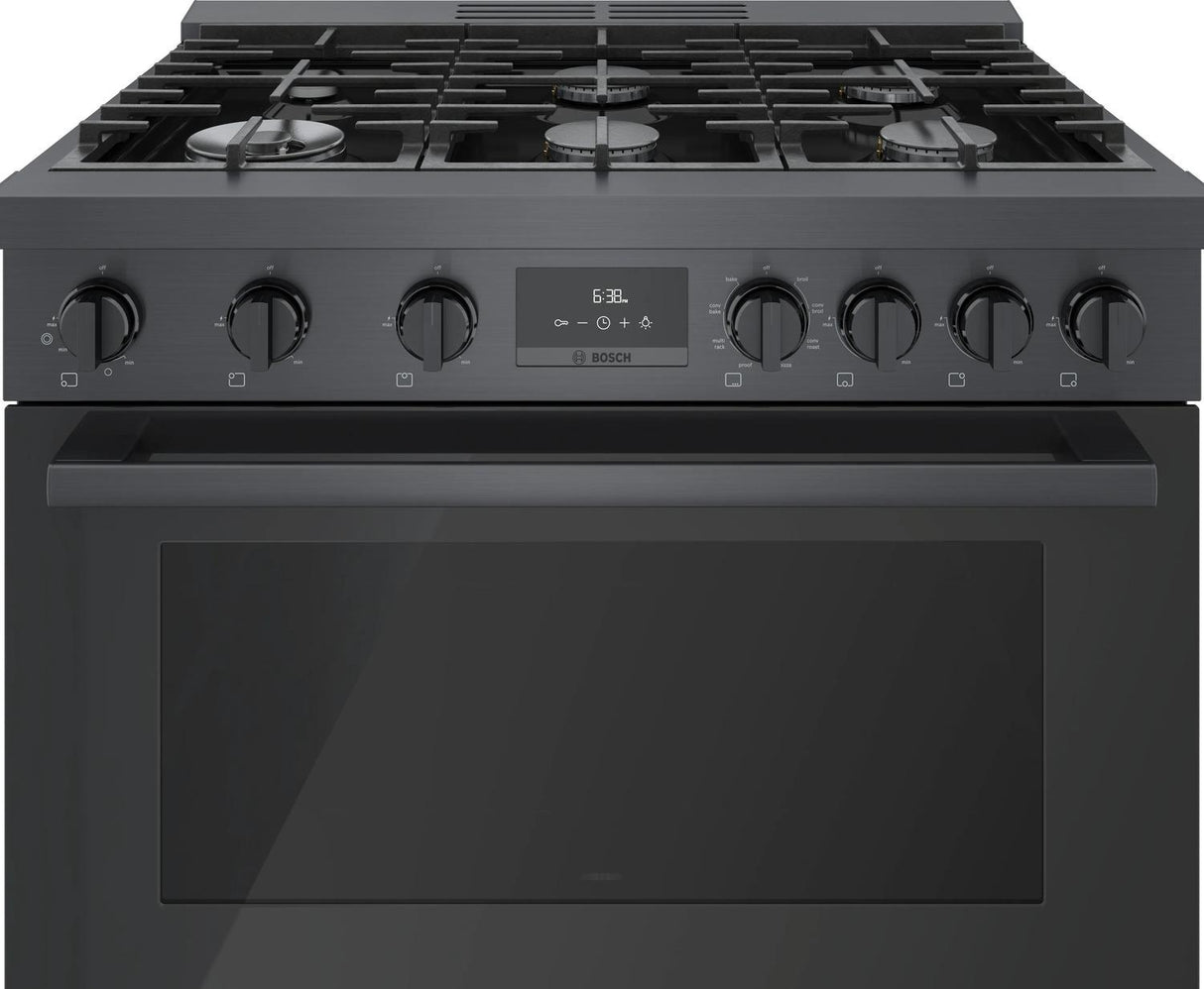 800 Series Dual Fuel Freestanding Range 36" Black Stainless Steel - (HDS8645U)