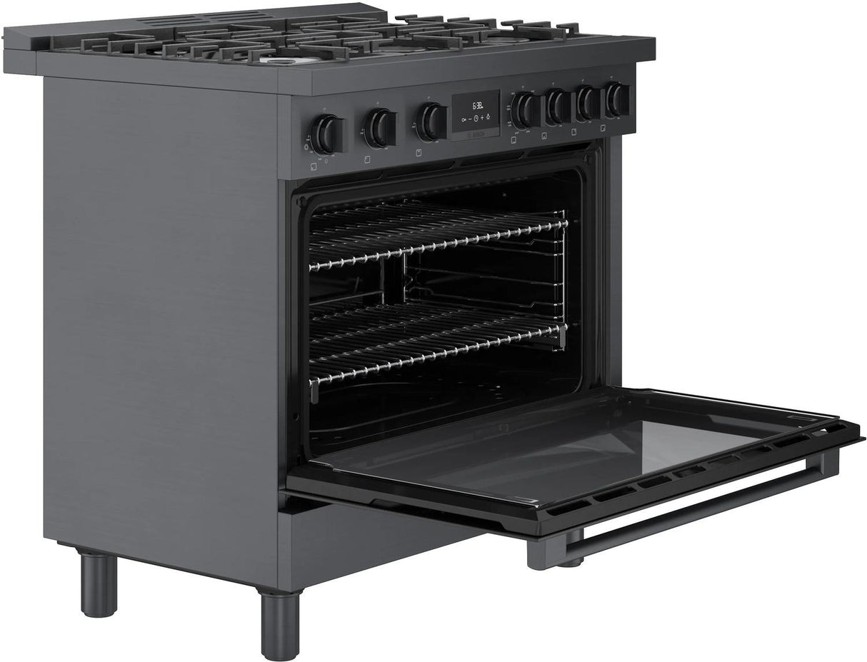 800 Series Dual Fuel Freestanding Range 36" Black Stainless Steel - (HDS8645U)