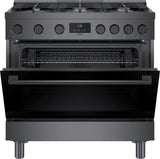800 Series Dual Fuel Freestanding Range 36" Black Stainless Steel - (HDS8645U)