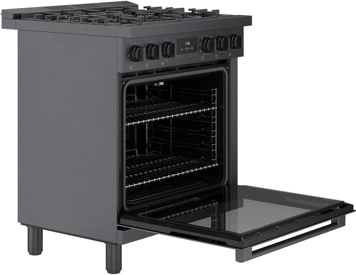800 Series Dual Fuel Freestanding Range 30" Black Stainless Steel - (HDS8045U)