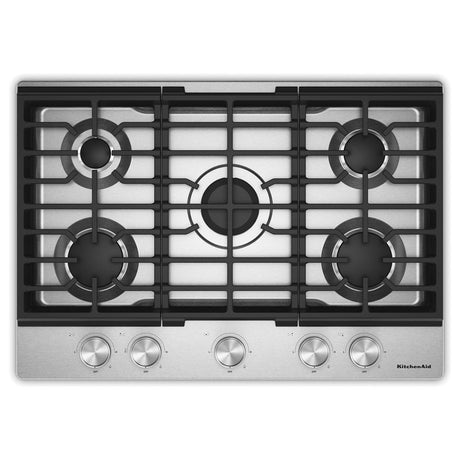 KitchenAid KCGK330SSS 30-inch 5-burner gas cooktop, stainless steel