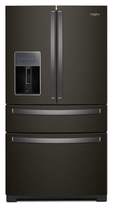 Whirlpool WRX986SIHV black stainless 4-door refrigerator front view