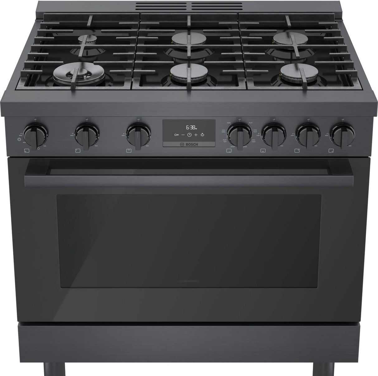 800 Series Dual Fuel Freestanding Range 36" Black Stainless Steel - (HDS8645U)