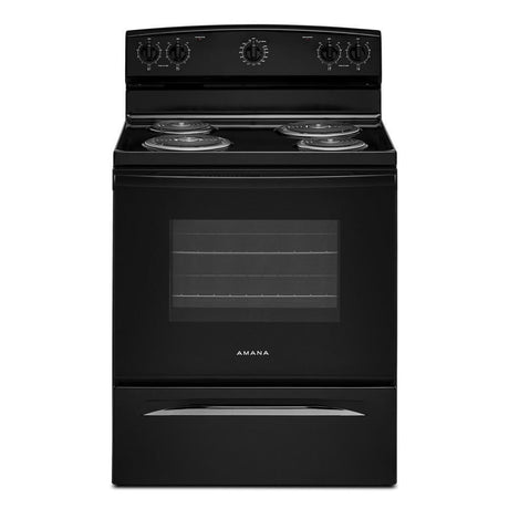 Amana AFCS2530TB black electric range front view