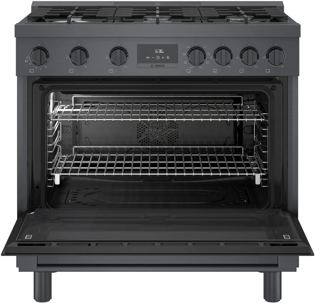 800 Series Dual Fuel Freestanding Range 36" Black Stainless Steel - (HDS8645U)