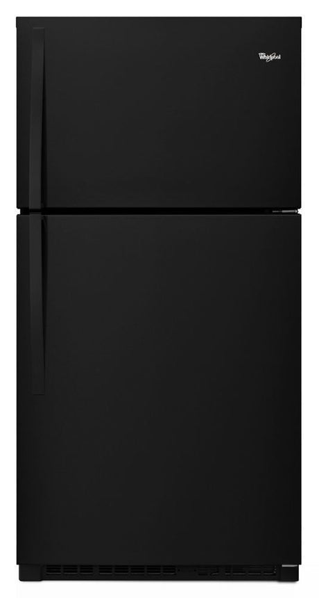 Whirlpool WRT541SZDB black top-freezer refrigerator front view