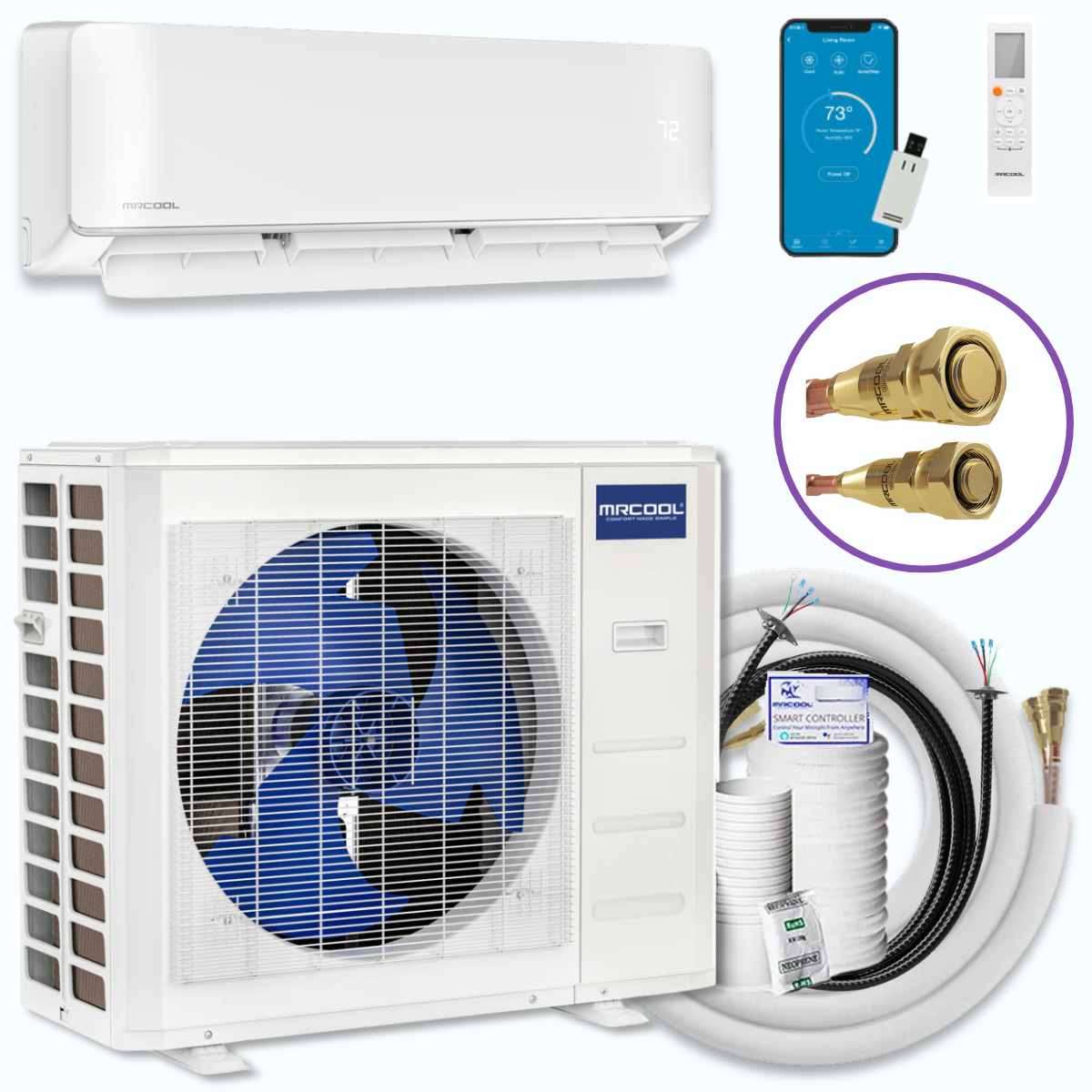 MRCOOL DIY® 5th Gen EasyPro 24,000 BTU Single Zone Mini Split Complete System 230V with 16 ft. DIY Quick Connect Line Set and DIYPRO Cable, EZPRO-24-HP-23016D-O