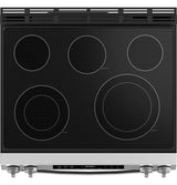 GE GRS600AVFS slide-in range - cooktop detail