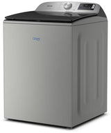 Maytag MTW6205RR Classic Silver top load washer with lid open showing Power agitator