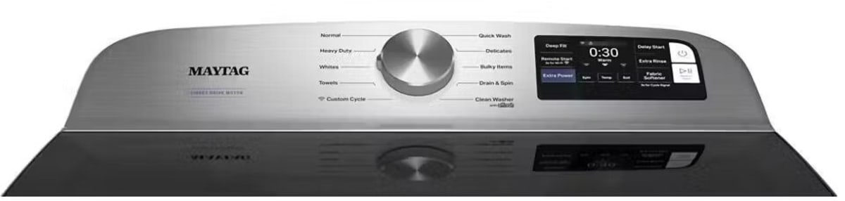 Maytag MTW6205RR Classic Silver top load washer control panel