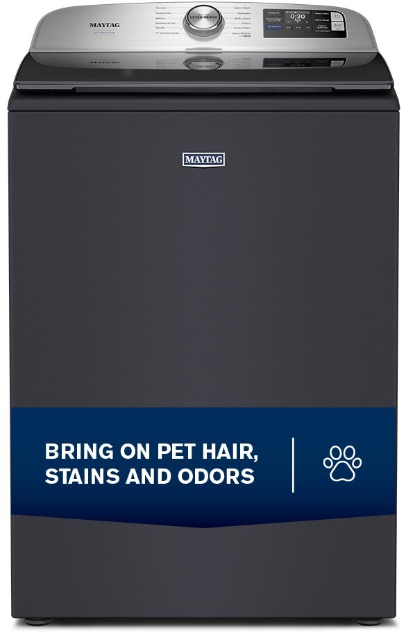 Maytag MTW7200RF midnight steel top load washer front